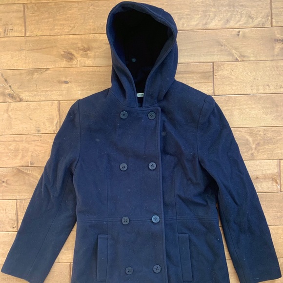 JASON KOLE BRAND NAVY LONG PEA COAT SZ S - Picture 2 of 10